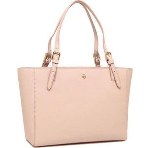 York Buckle Tote/Pink Leather Tote Bag by Tory Burch